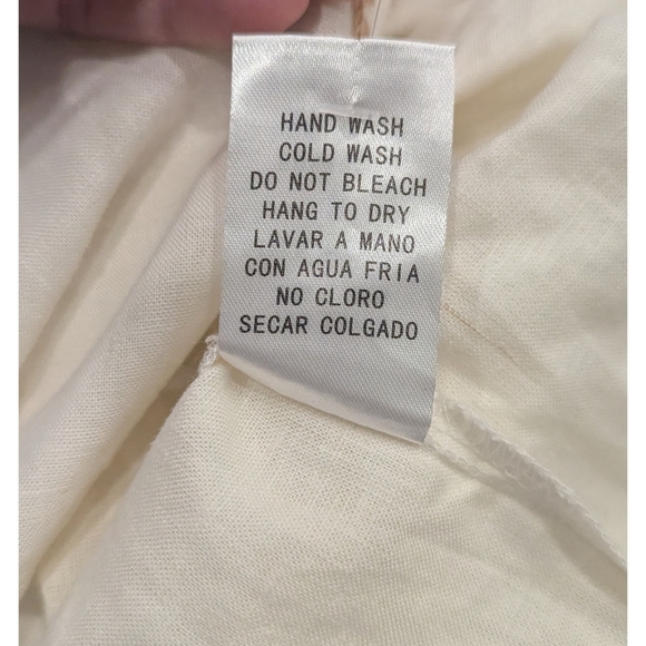NWT! EB Luxe Cream Linen Blend Tie Neck Embroidered Detail Blouse Size Small - Picture 8 of 10